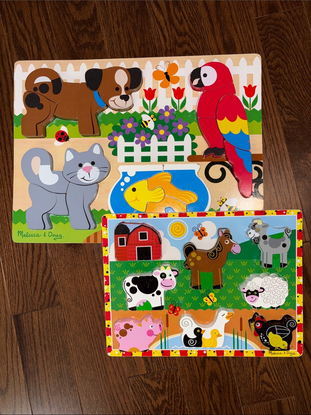 Two Melissa & Doug Chunky Jigsaw Puzzles Pets/Farm Animals